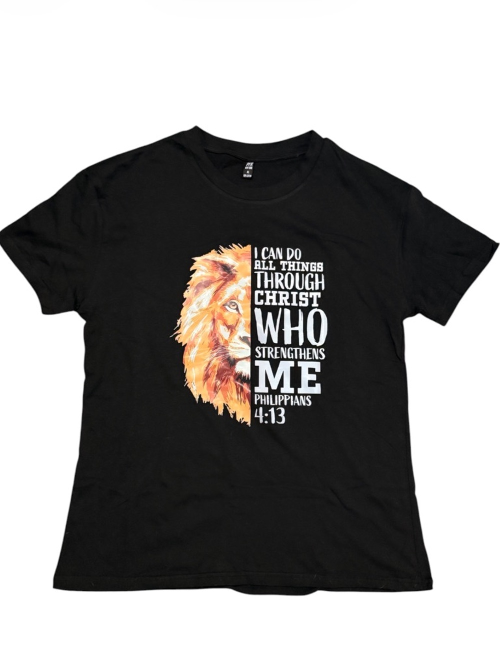 NWOT PFR New York Graphic T-Shirt XL Black Lion Christian Philippians 4:13